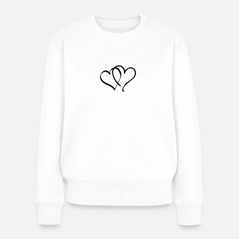 Herzen - Frauen Premium Bio Pullover - Weiß