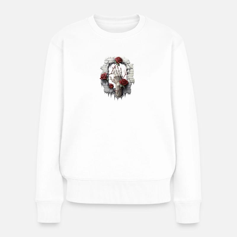 Rosen und Illustrationen: Eine Gothic-Sammlung - Frauen Premium Bio Pullover - Weiß