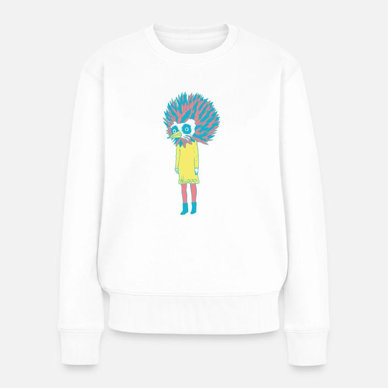 sloan bird girl - Frauen Premium Bio Pullover - Weiß