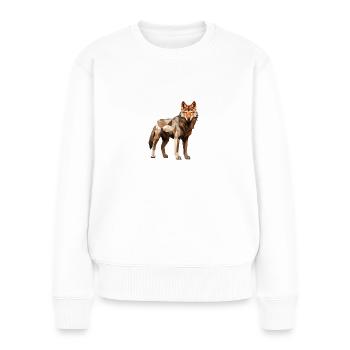 Wolf Geometrisch Zeichnung - Frauen Premium Bio Pullover - Weiß - Vorne - Julia (174cm)
