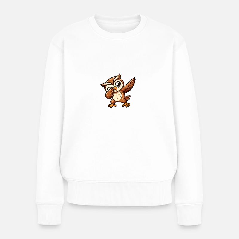Coole weise Eule dabbing cooler Dab Eule - Frauen Premium Bio Pullover - Weiß