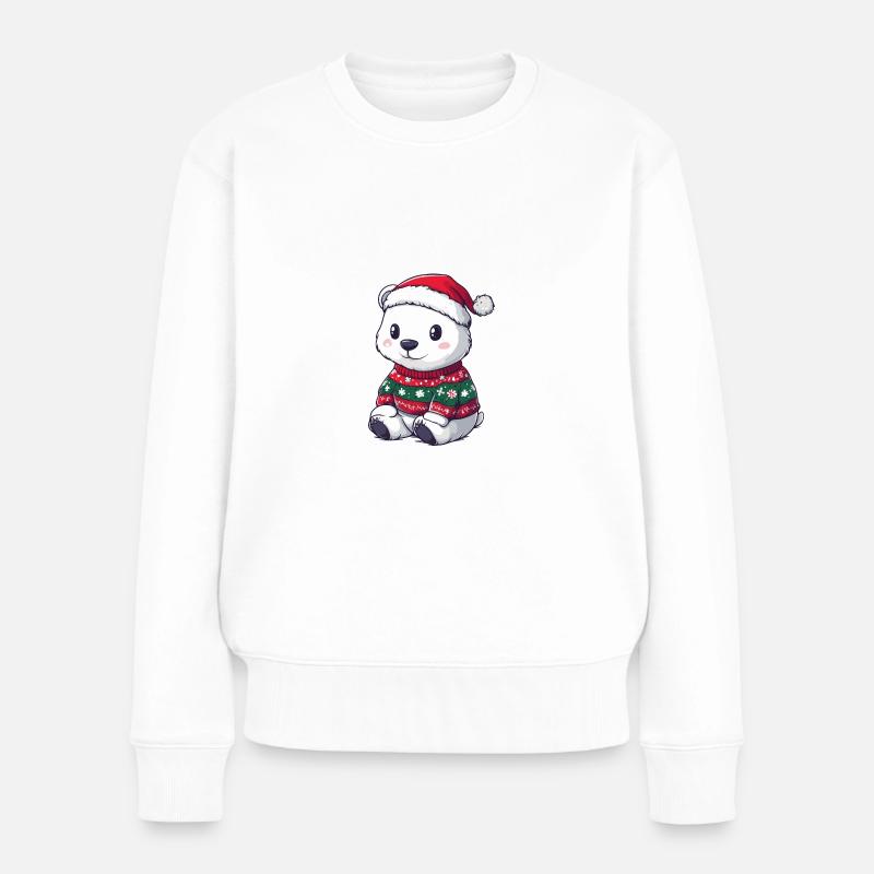 Eisbär Weihnachten Comic - Frauen Premium Bio Pullover - Weiß