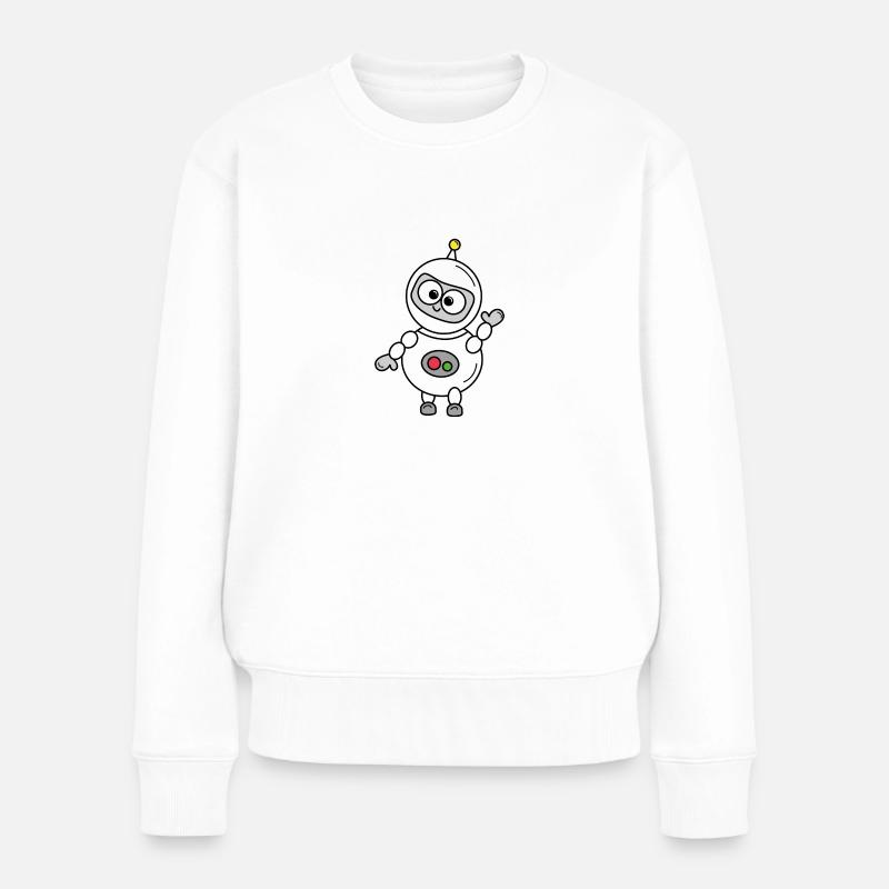 Roboter - Frauen Premium Bio Pullover - Weiß