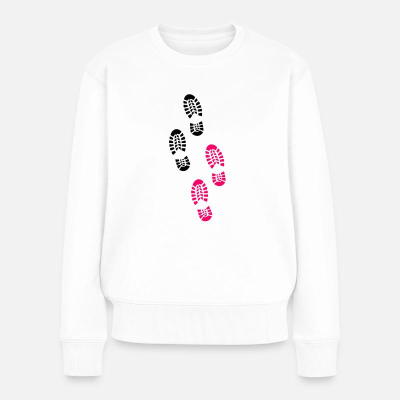 fußspuren - Frauen Premium Bio Pullover - Weiß
