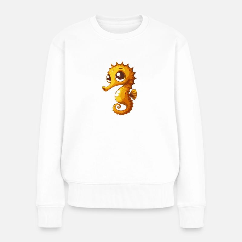 Seepferdchen - Frauen Premium Bio Pullover - Weiß