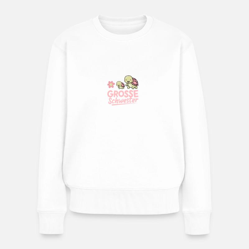 Große Schwester Schildkröte Schwangerschaft - Frauen Premium Bio Pullover - Weiß