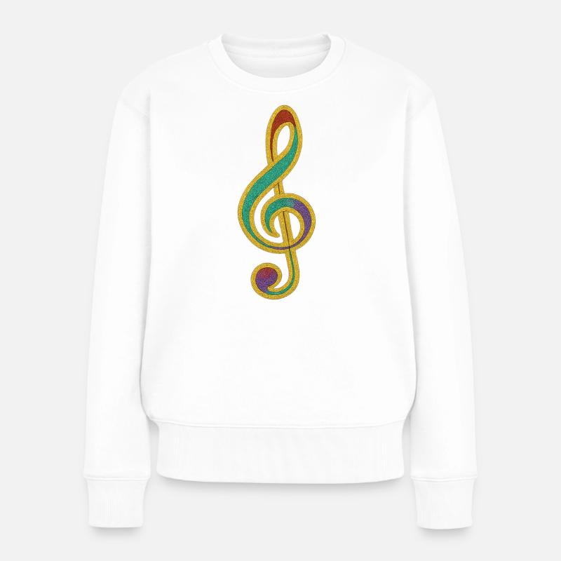 Buntes Glitzer-Violinschlüssel-Design - Frauen Premium Bio Pullover - Weiß