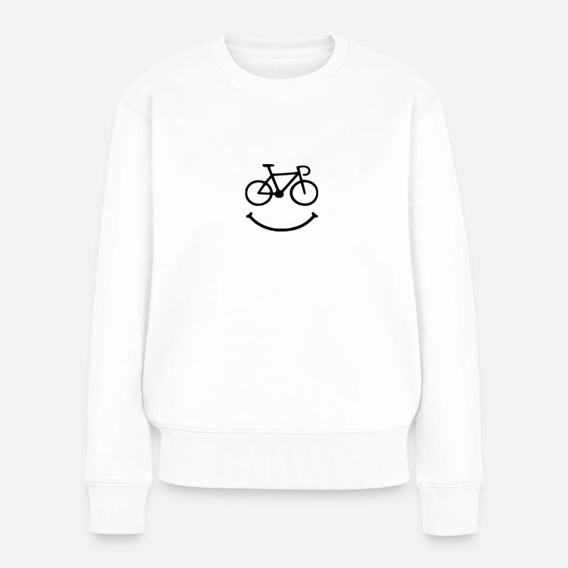 fahrrad smile - Frauen Premium Bio Pullover - Weiß