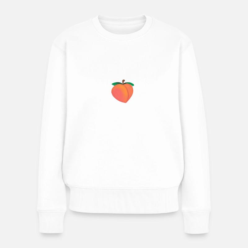 Pfirsich - Frauen Premium Bio Pullover - Weiß