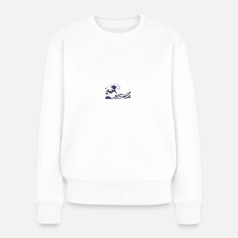 Die große Welle vor Kanagawa - Frauen Premium Bio Pullover - Weiß