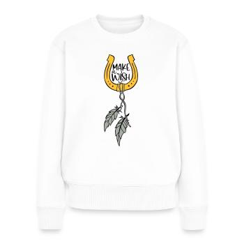 SOUHAIT SABOTS CHEVAL RÊVES CHEVAUX MOTIF DE SOUHAIT - Pull Premium bio Femme - blanc - Devant - Julia (174cm)