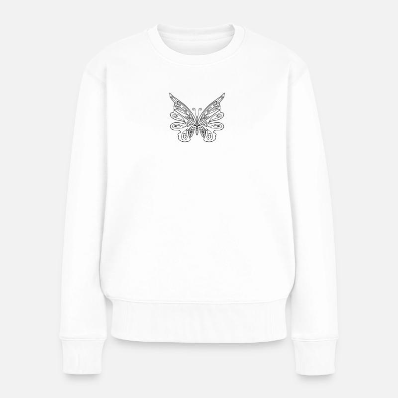 Icône de silhouette de papillon noir isolée. - Pull Premium bio Femme - blanc