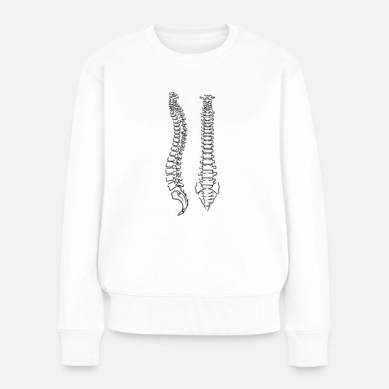 Wirbelsäule Line Art - Minimalistisch - Frauen Premium Bio Pullover - Weiß