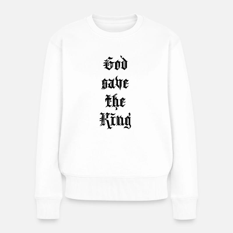 God save the King Großbritannien UK Geschenkidee - Frauen Premium Bio Pullover - Weiß