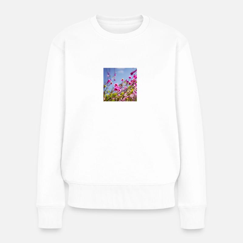 Blume lila - Frauen Premium Bio Pullover - Weiß