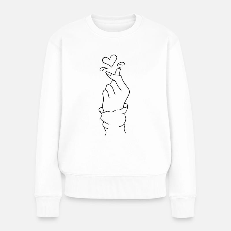Koreanisches Finger Herz Ich liebe dich Kpop K-pop - Frauen Premium Bio Pullover - Weiß