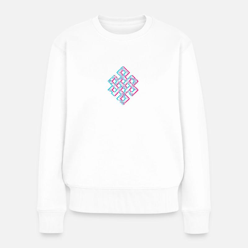 Karma Psychedelic 3D Glitch Anaglyph Fancy 2.0 - Frauen Premium Bio Pullover - Weiß
