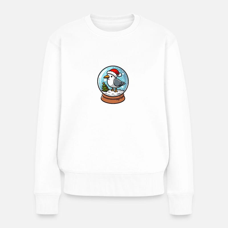 Glaskugel Schneekugel Moin Möwe Mütze Weihnachten - Frauen Premium Bio Pullover - Weiß