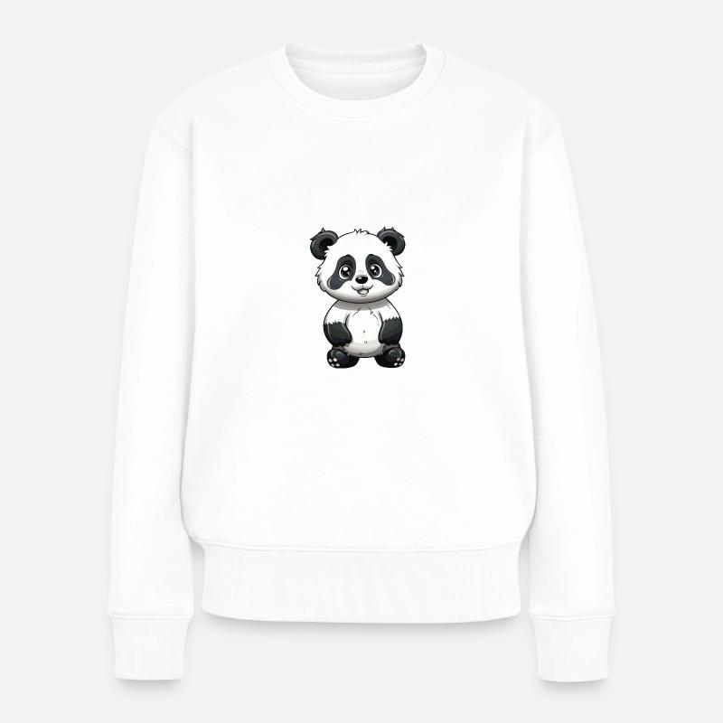 Panda Tier - Frauen Premium Bio Pullover - Weiß