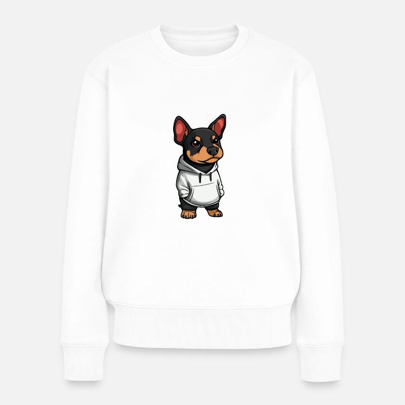 Doberman Hund Lustig - Frauen Premium Bio Pullover - Weiß