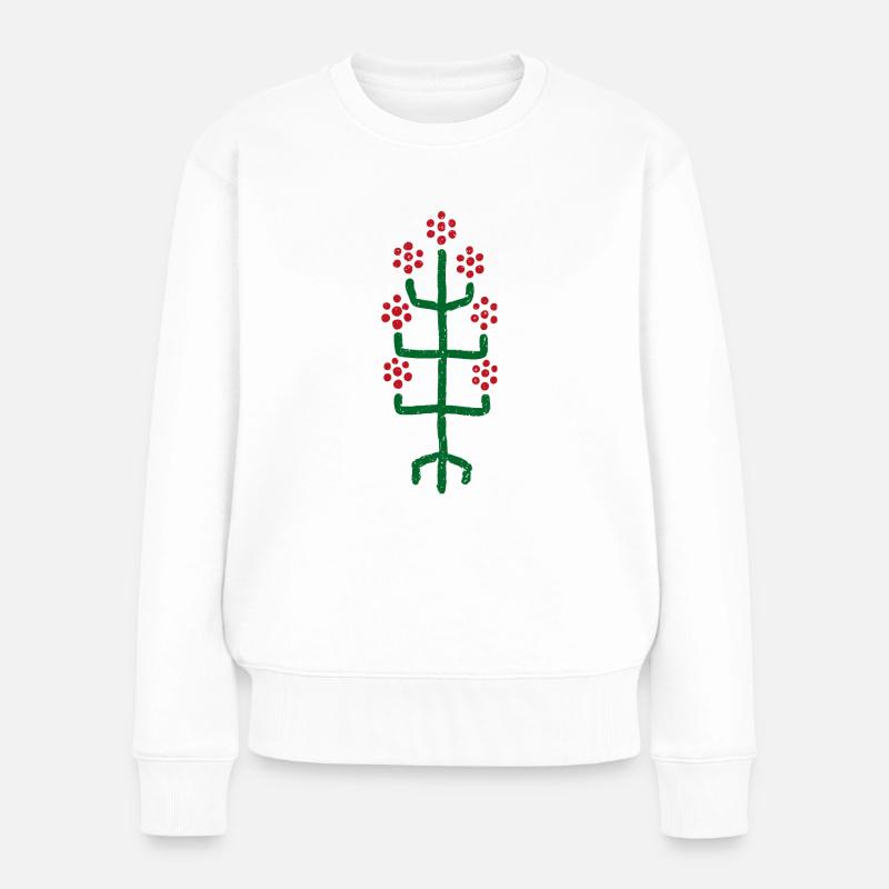Blume Minimal - Frauen Premium Bio Pullover - Weiß