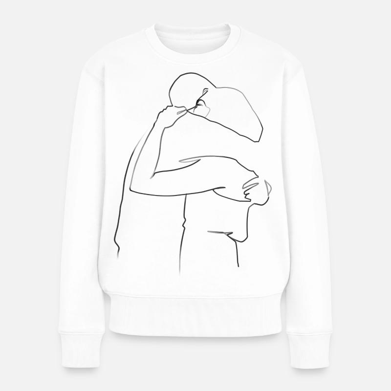 Umarmung, Mann und Frau - Frauen Premium Bio Pullover - Weiß