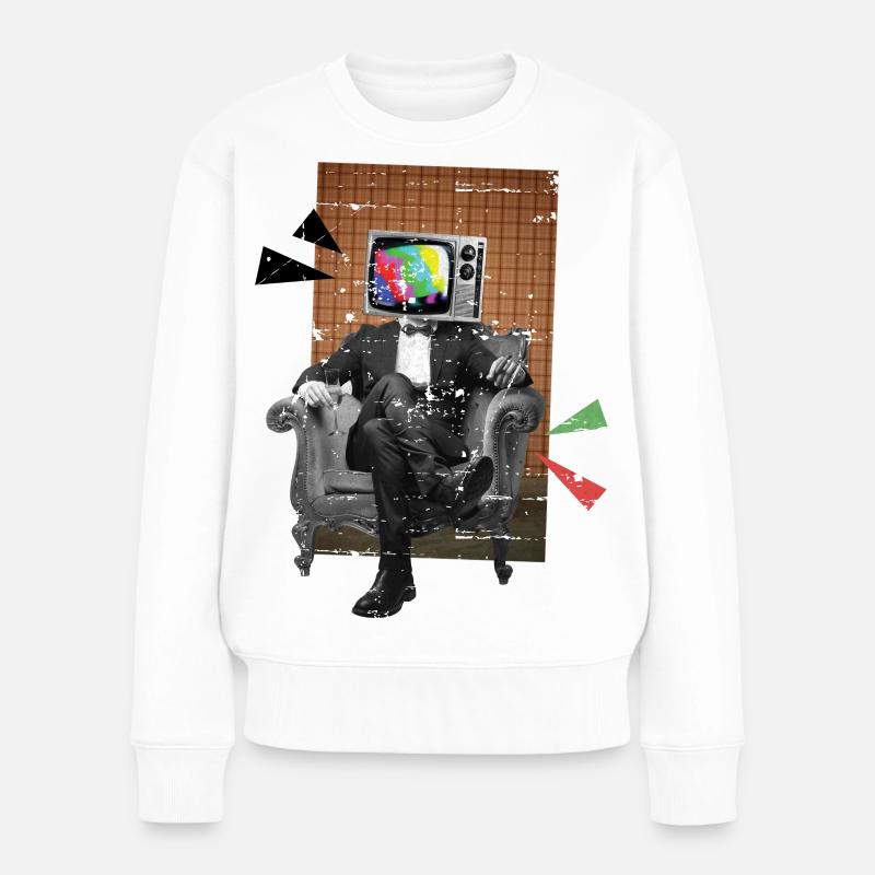 Retro TV - Frauen Premium Bio Pullover - Weiß