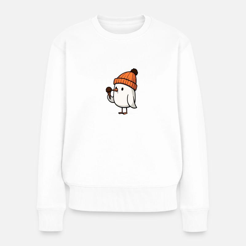 Nordsee Moin Möwe Mütze Eis Schokolade Eiscreme - Frauen Premium Bio Pullover - Weiß