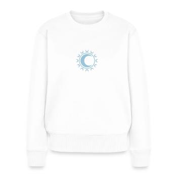 Mond Symbol Sichel Halbmond - Frauen Premium Bio Pullover - Weiß - Vorne - Julia (174cm)