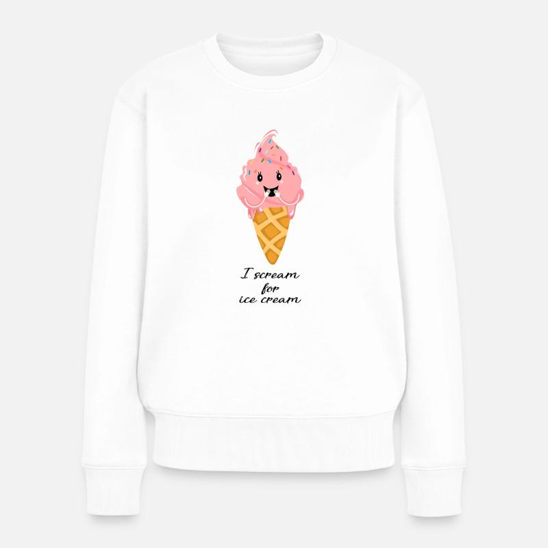 Scream for Ice Cream - Frauen Premium Bio Pullover - Weiß