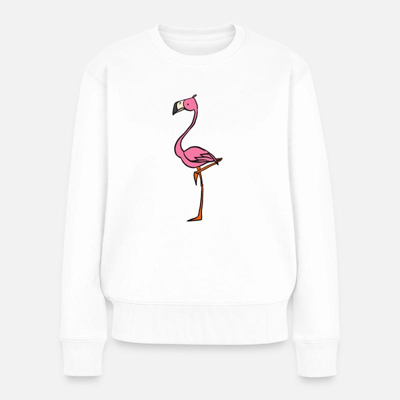 Flamingo - Frauen Premium Bio Pullover - Weiß