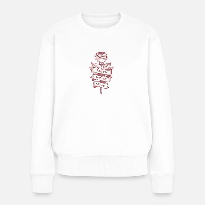 Rose - Frauen Premium Bio Pullover - Weiß
