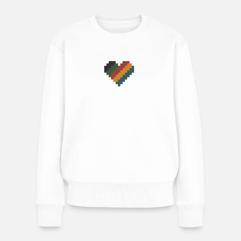 Coeur Pixel Rétro - Pull Premium bio Femme - blanc