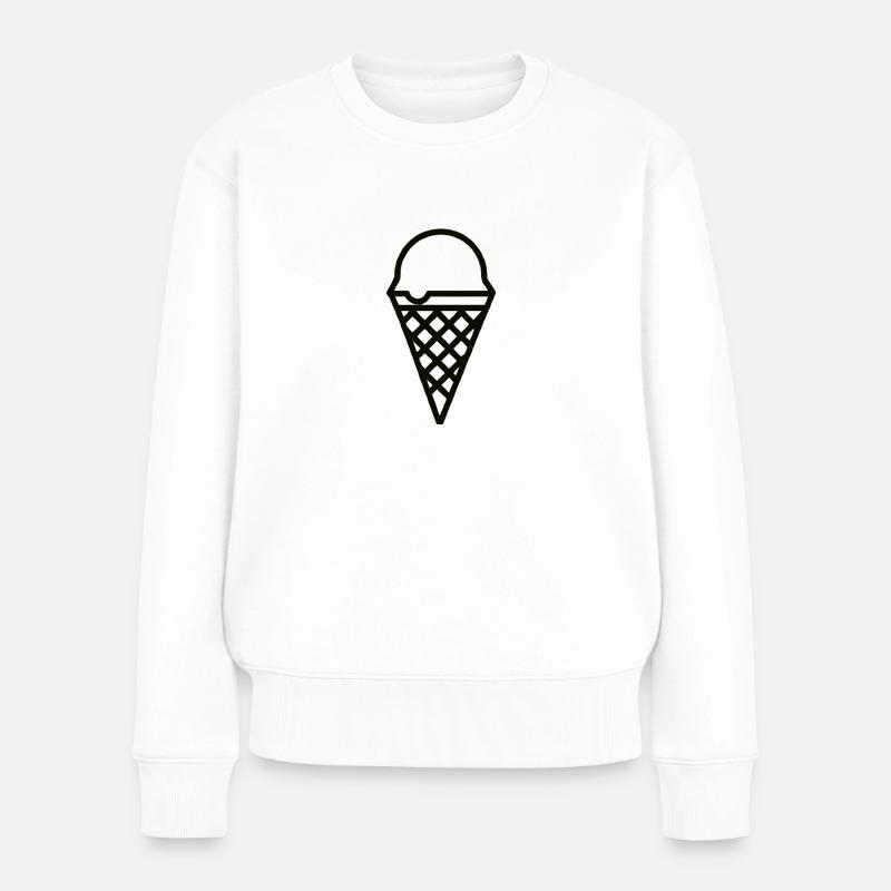 Eis Geschenkidee Eistüte Eiswaffel - Frauen Premium Bio Pullover - Weiß