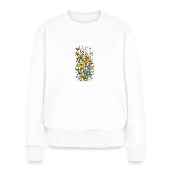 Wunderschönes Boho Blumen Herbarium Bouquet gelb - Frauen Premium Bio Pullover - Weiß - Vorne - Julia (174cm)