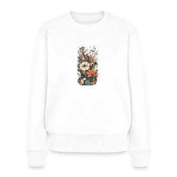 Wunderschönes Boho Blumen Herbarium Bouquet - Frauen Premium Bio Pullover - Weiß - Vorne - Julia (174cm)