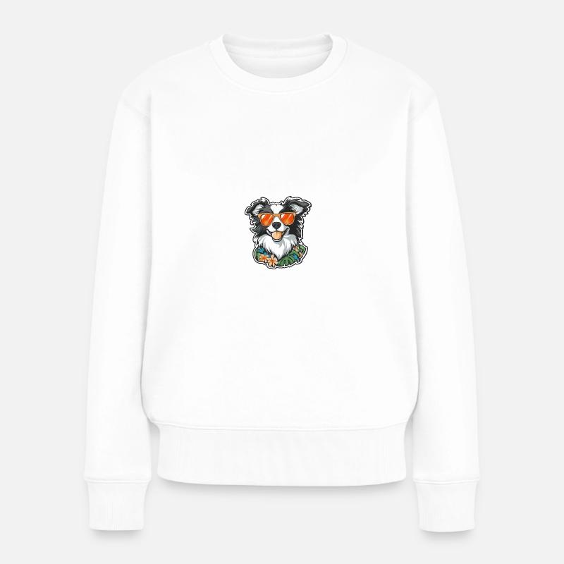 Border Collie Hund Cool Sommer - Frauen Premium Bio Pullover - Weiß