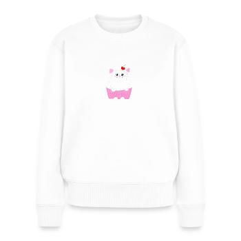 cupcake chat - Pull Premium bio Femme - blanc - Devant - Julia (174cm)