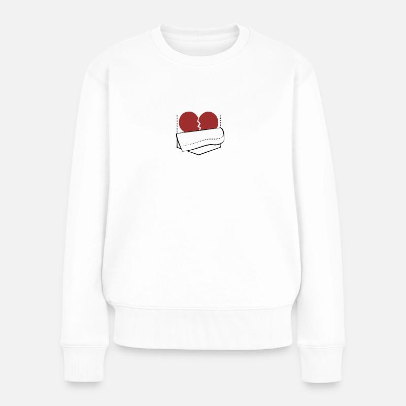 Herz in Tasche - Frauen Premium Bio Pullover - Weiß