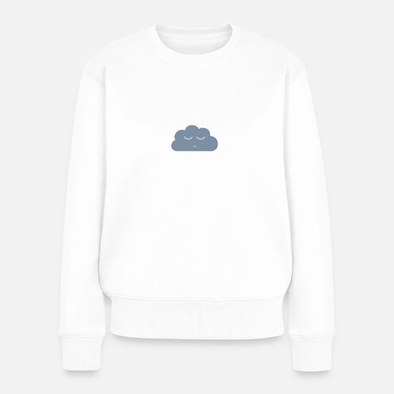 Wolke mit schlafendem Gesicht - Frauen Premium Bio Pullover - Weiß
