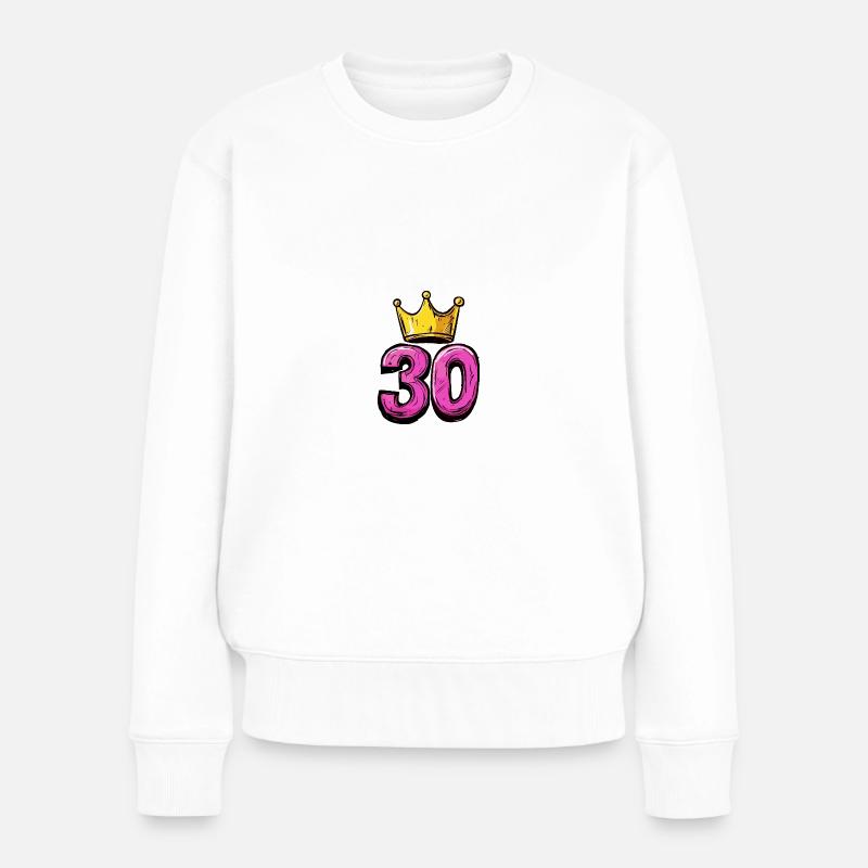 30 Zahl Trikot Krone - Frauen Premium Bio Pullover - Weiß
