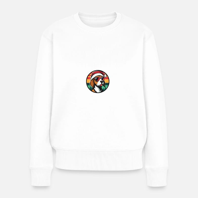 Beagle Hund Weihnachten Cool - Frauen Premium Bio Pullover - Weiß