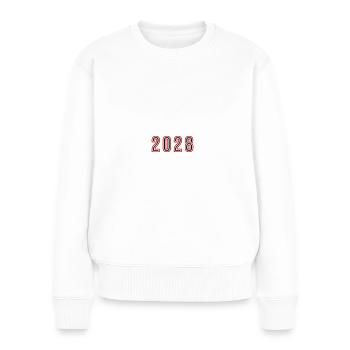 2028 Jahr Zahl - Frauen Premium Bio Pullover - Weiß - Vorne - Julia (174cm)