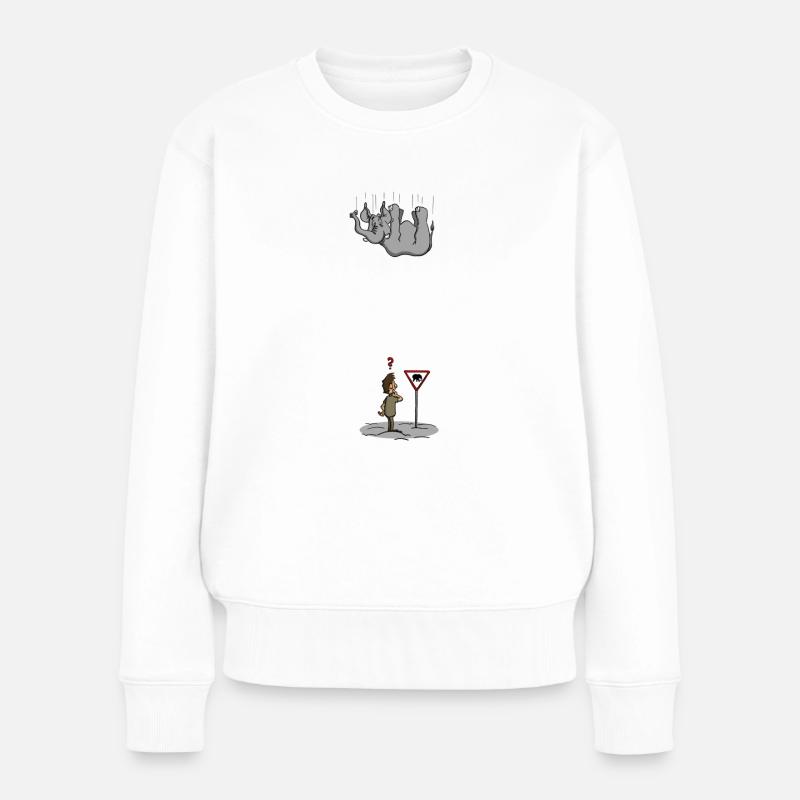 Achtung Elefant! - Frauen Premium Bio Pullover - Weiß