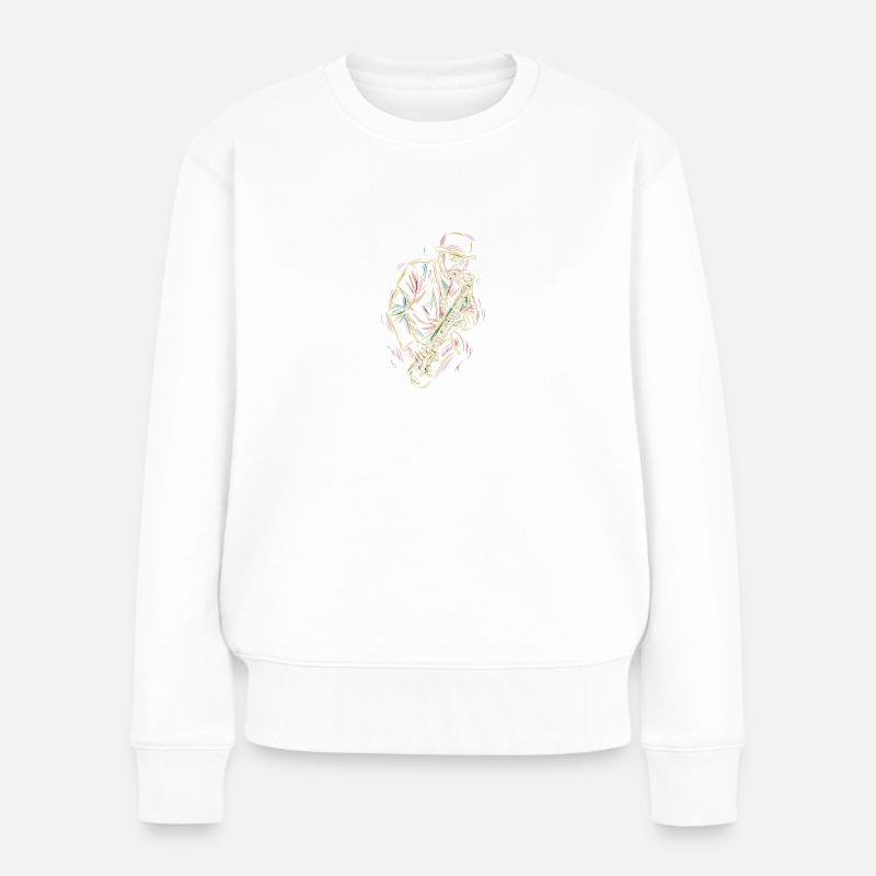 Saxophone Saxophonist Vintage Sprüche - Frauen Premium Bio Pullover - Weiß