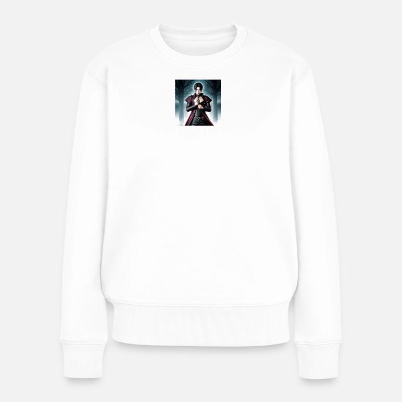 Gothic Vampirheld im Mantel - Frauen Premium Bio Pullover - Weiß
