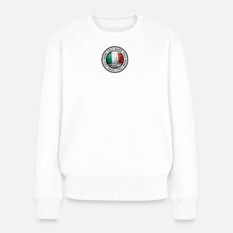 Silhouette de point de repère de l’Italie avec des couleurs de drapeau - Pull Premium bio Femme - blanc