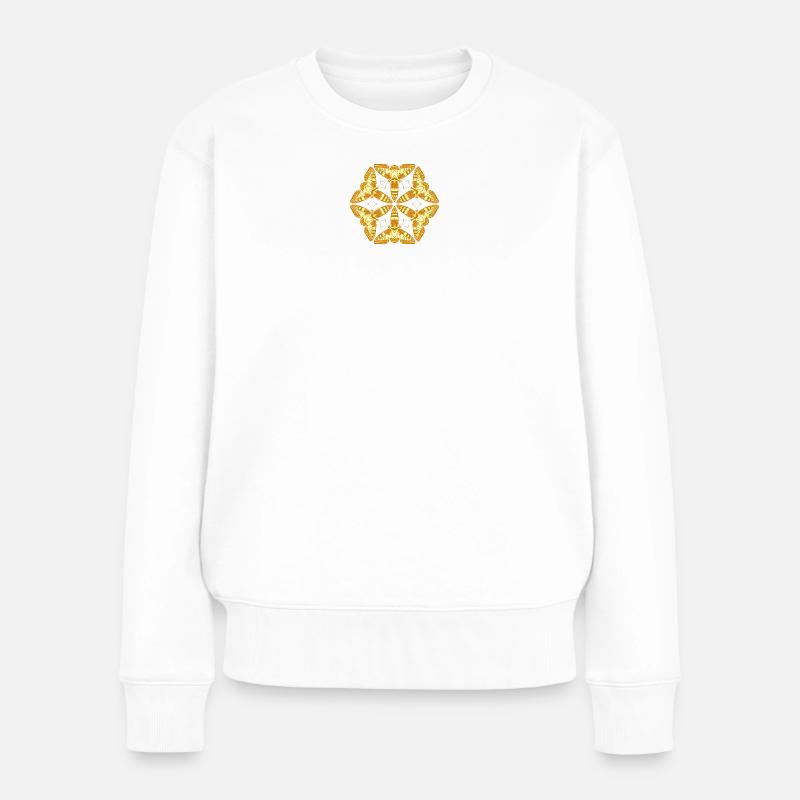 Papillons Mandala dorés – Insectes - Pull Premium bio Femme - blanc
