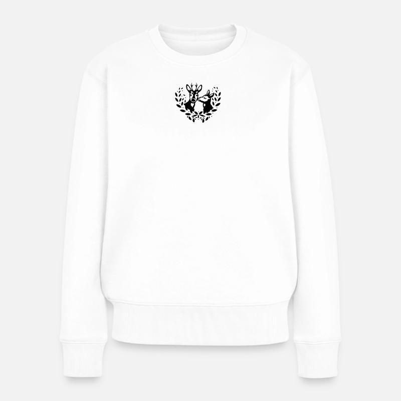 Reh und Rehbock - Frauen Premium Bio Pullover - Weiß