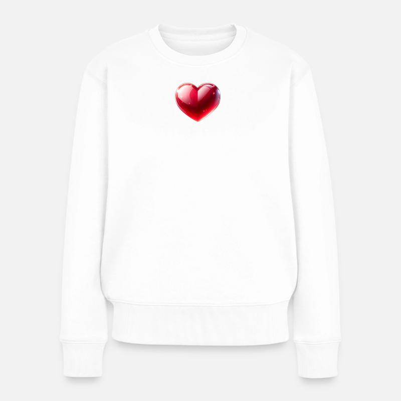 Herz - Frauen Premium Bio Pullover - Weiß